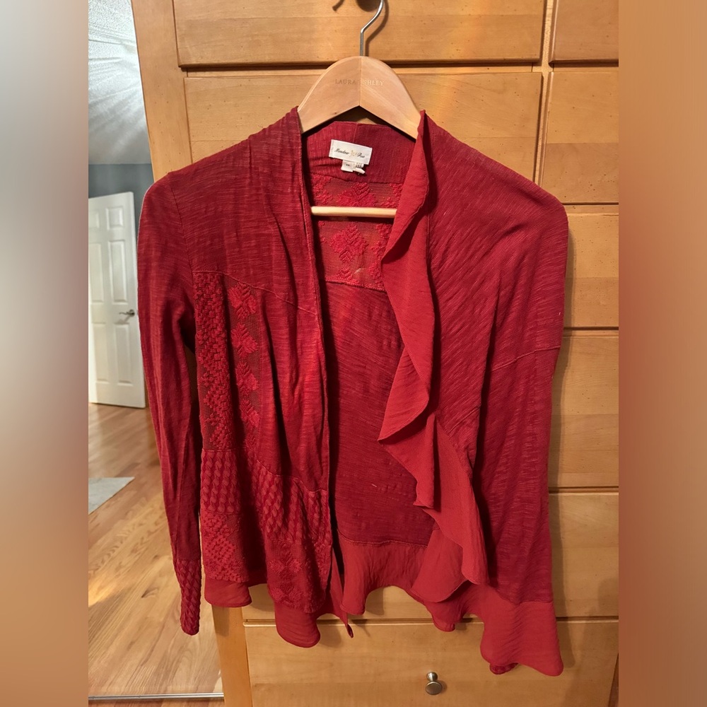 Anthropologie red flowy sweater